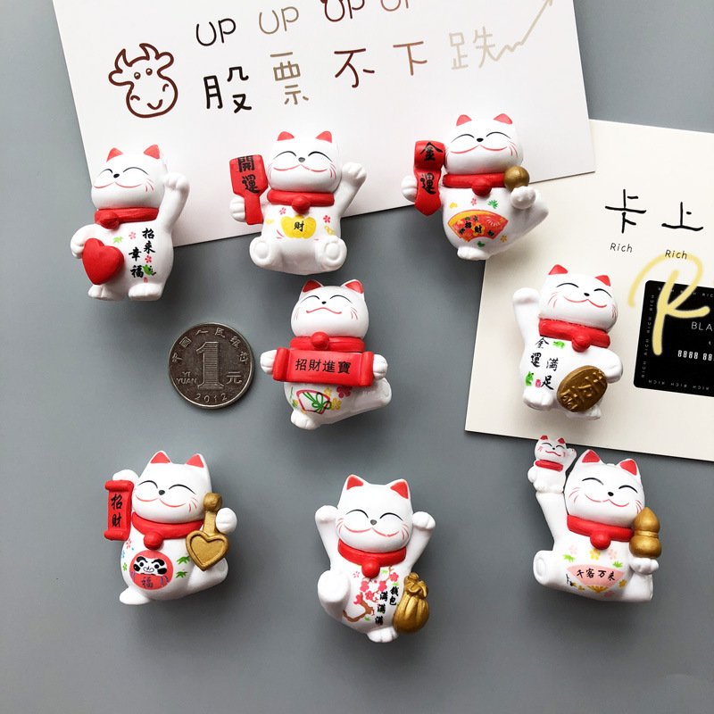 wholesale new year celebratory fridge magnets, magnetic stickers, cute korean 3d maneki-neko magnets, home decorations factory direct