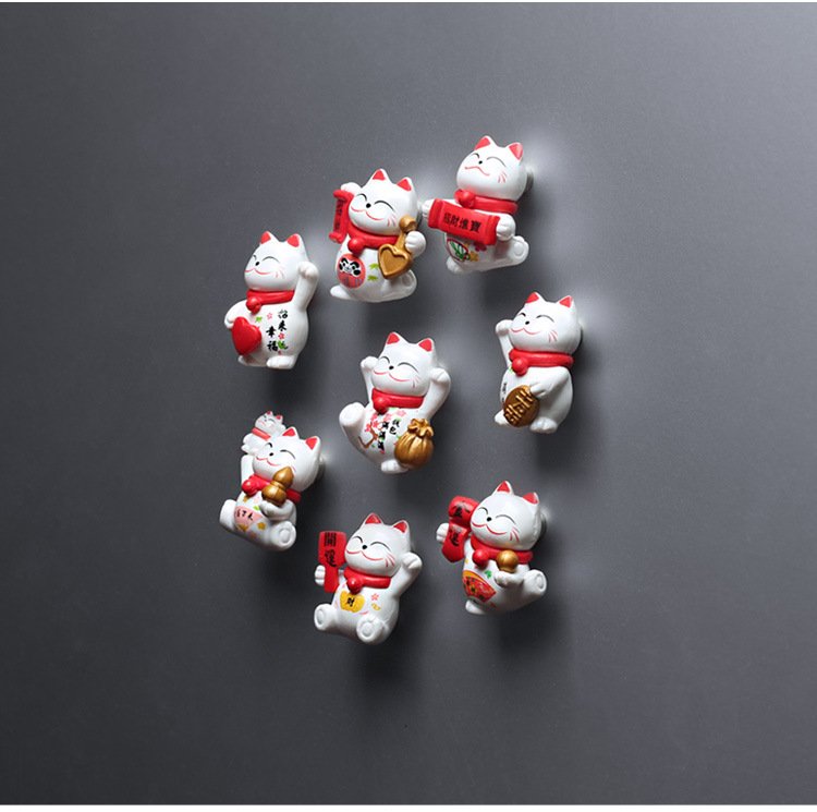 wholesale new year celebratory fridge magnets, magnetic stickers, cute korean 3d maneki-neko magnets, home decorations factory direct