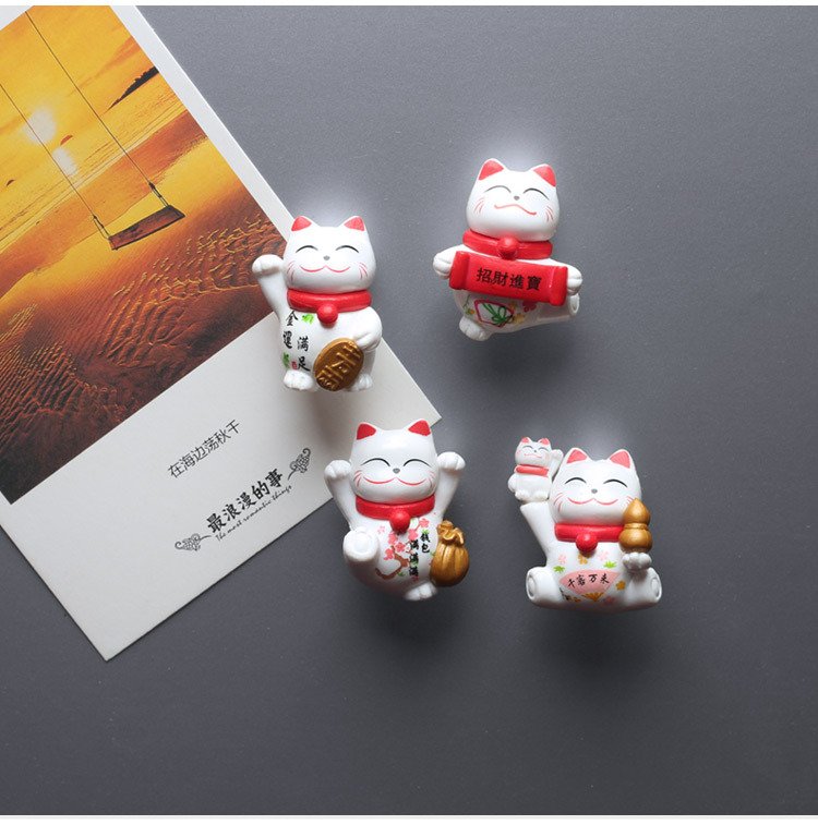 wholesale new year celebratory fridge magnets, magnetic stickers, cute korean 3d maneki-neko magnets, home decorations factory direct