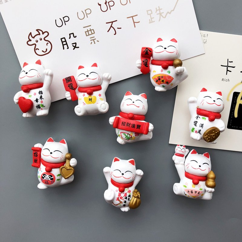 wholesale new year celebratory fridge magnets, magnetic stickers, cute korean 3d maneki-neko magnets, home decorations factory direct