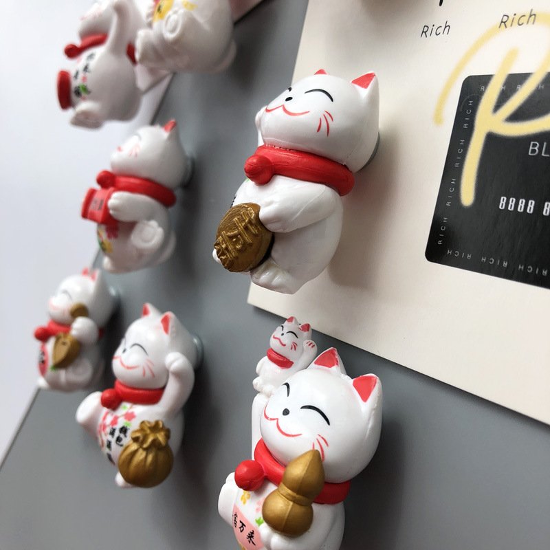 wholesale new year celebratory fridge magnets, magnetic stickers, cute korean 3d maneki-neko magnets, home decorations factory direct