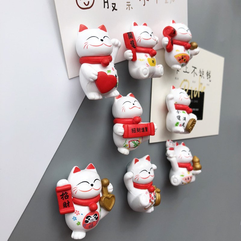wholesale new year celebratory fridge magnets, magnetic stickers, cute korean 3d maneki-neko magnets, home decorations factory direct