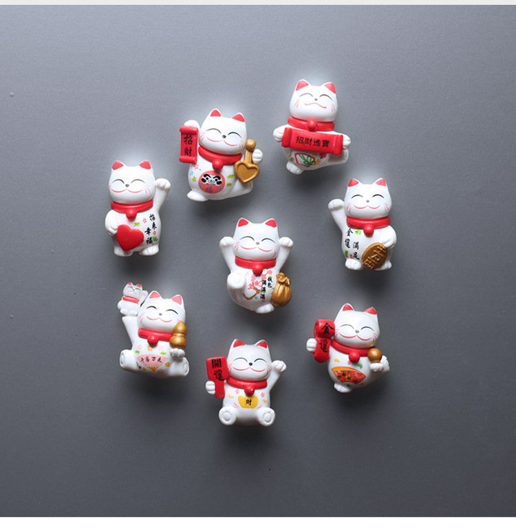 wholesale new year celebratory fridge magnets, magnetic stickers, cute korean 3d maneki-neko magnets, home decorations factory direct