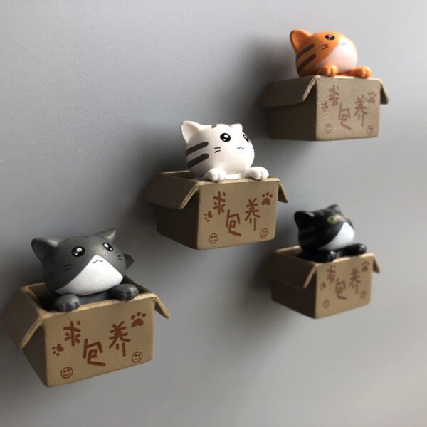 wholesale super cute cat fridge magnets, 3d cardboard cat magnetic stickers, white and black cats, adorable cat fridge magnets factory direct