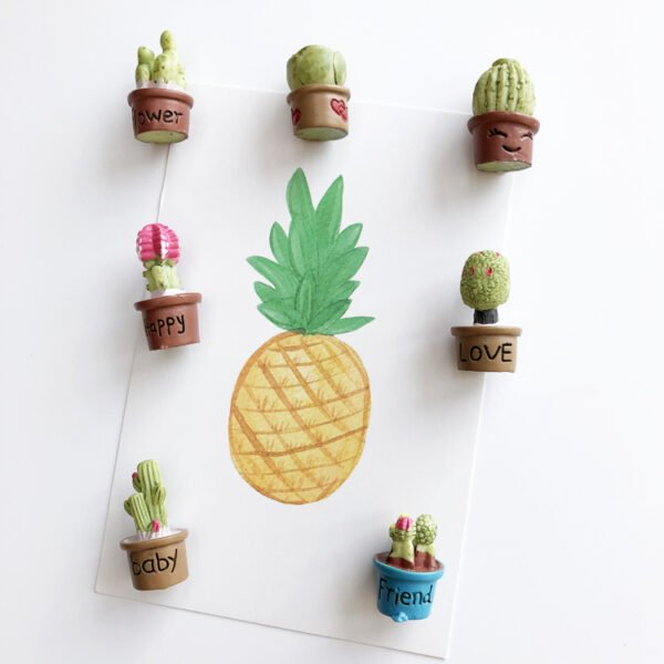 wholesale mini 3d cactus and succulent fridge magnets, small decorations, resin iron magnets, magnetic stickers, message stickers, photo stickers, ironstone factory direct