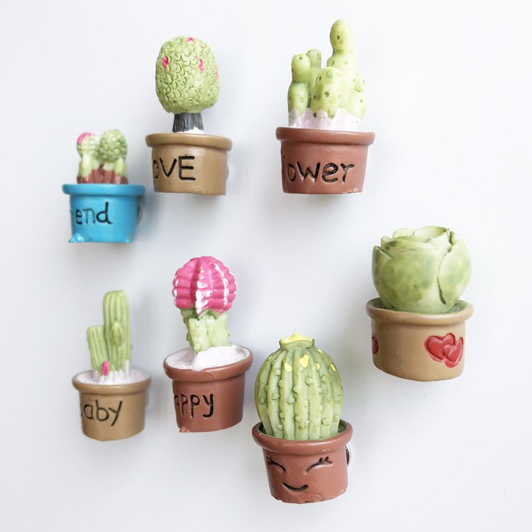 wholesale mini 3d cactus and succulent fridge magnets, small decorations, resin iron magnets, magnetic stickers, message stickers, photo stickers, ironstone factory direct