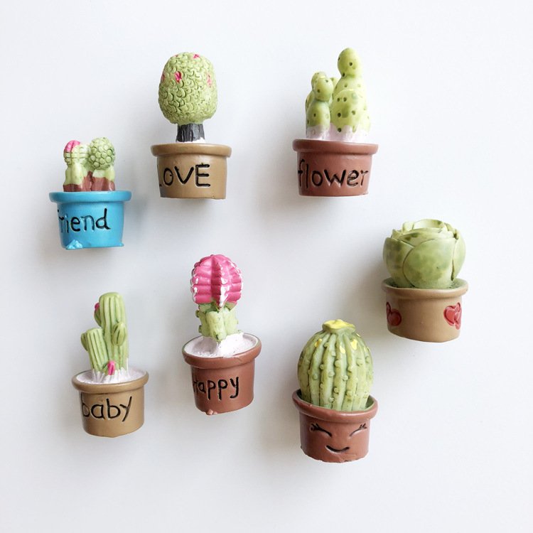 wholesale mini 3d cactus and succulent fridge magnets, small decorations, resin iron magnets, magnetic stickers, message stickers, photo stickers, ironstone factory direct