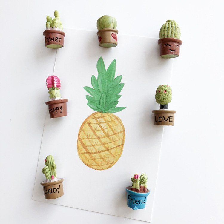 wholesale mini 3d cactus and succulent fridge magnets, small decorations, resin iron magnets, magnetic stickers, message stickers, photo stickers, ironstone factory direct