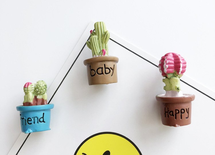 wholesale mini 3d cactus and succulent fridge magnets, small decorations, resin iron magnets, magnetic stickers, message stickers, photo stickers, ironstone factory direct