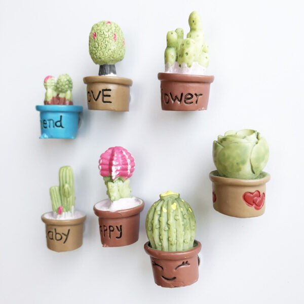 wholesale mini 3d cactus and succulent fridge magnets, small decorations, resin iron magnets, magnetic stickers, message stickers, photo stickers, ironstone factory direct
