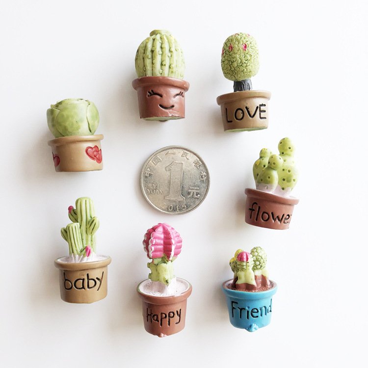 wholesale mini 3d cactus and succulent fridge magnets, small decorations, resin iron magnets, magnetic stickers, message stickers, photo stickers, ironstone factory direct