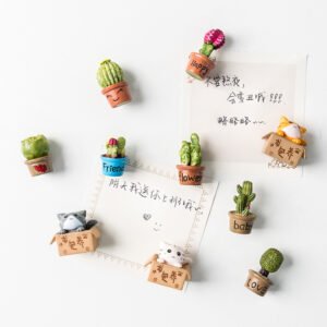 wholesale mini 3d cactus and succulent fridge magnets, small decorations, resin iron magnets, magnetic stickers, message stickers, photo stickers, ironstone factory direct