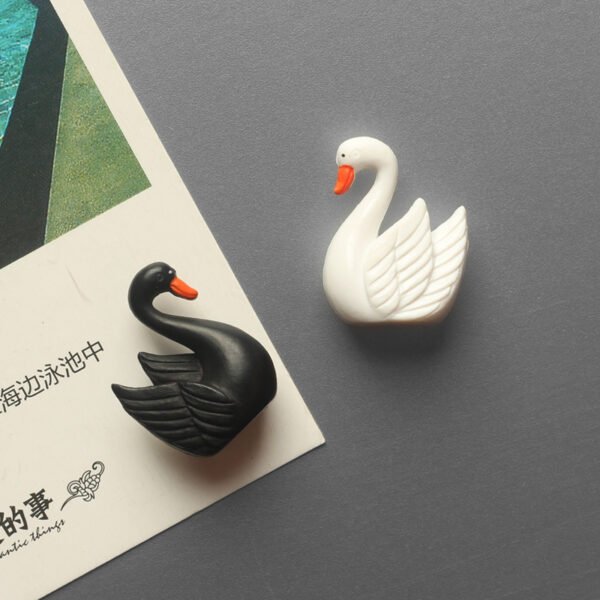 wholesale cute black and white swan fridge magnets, magnetic stickers, cartoon message stickers, creative 3d fridge decorative hanging ornaments factory direct