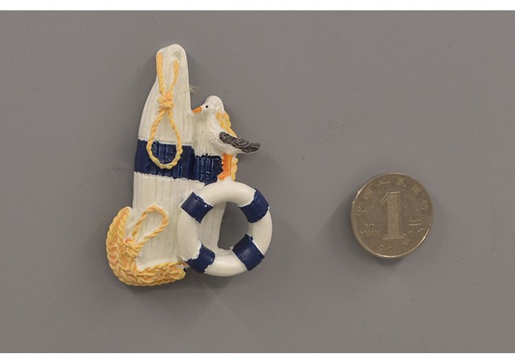 wholesale mediterranean style decorative fridge magnets with lifebuoys, sailing ships, lighthouses, creative resin 3d magnetic stickers, iron magnets factory direct