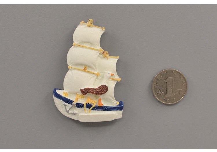 wholesale mediterranean style decorative fridge magnets with lifebuoys, sailing ships, lighthouses, creative resin 3d magnetic stickers, iron magnets factory direct