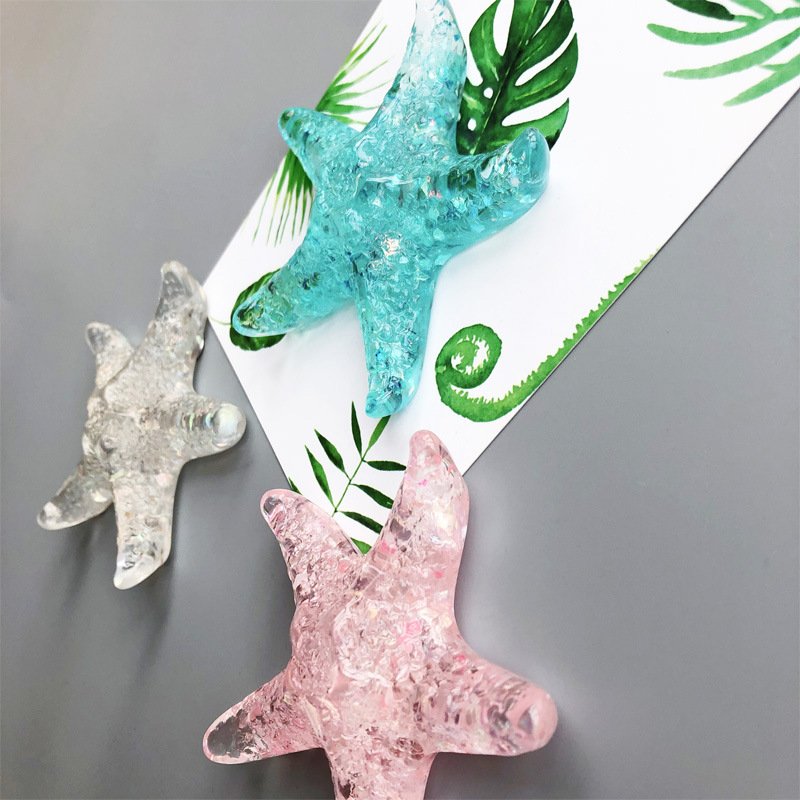 wholesale large crystal-colored starfish resin fridge magnets, creative ocean style, home kitchen decorations, 3d magnetic stickers factory direct