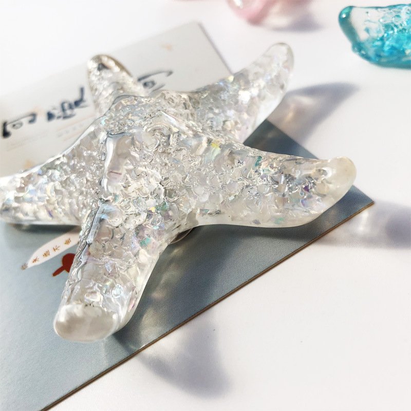 wholesale large crystal-colored starfish resin fridge magnets, creative ocean style, home kitchen decorations, 3d magnetic stickers factory direct