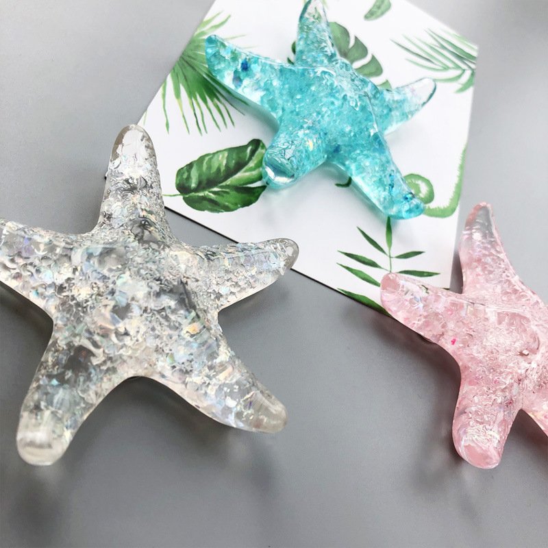 wholesale large crystal-colored starfish resin fridge magnets, creative ocean style, home kitchen decorations, 3d magnetic stickers factory direct