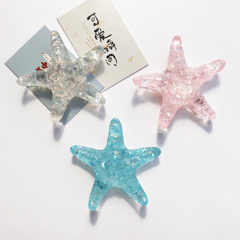 wholesale large crystal-colored starfish resin fridge magnets, creative ocean style, home kitchen decorations, 3d magnetic stickers factory direct