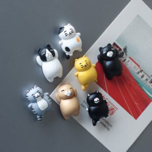 wholesale warm series japanese healing lying position cute fat cats 3d magnetic clips, magnetic stickers, magnetic blackboard stickers, fridge magnets factory direct