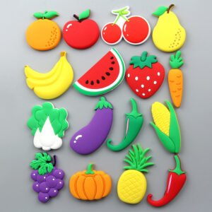 wholesale vegetable and fruit fridge magnets: red and green peppers, cherries, pineapples, strawberries, chinese cabbage, oranges, radishes, pumpkins, apples, grapes, eggplants factory direct