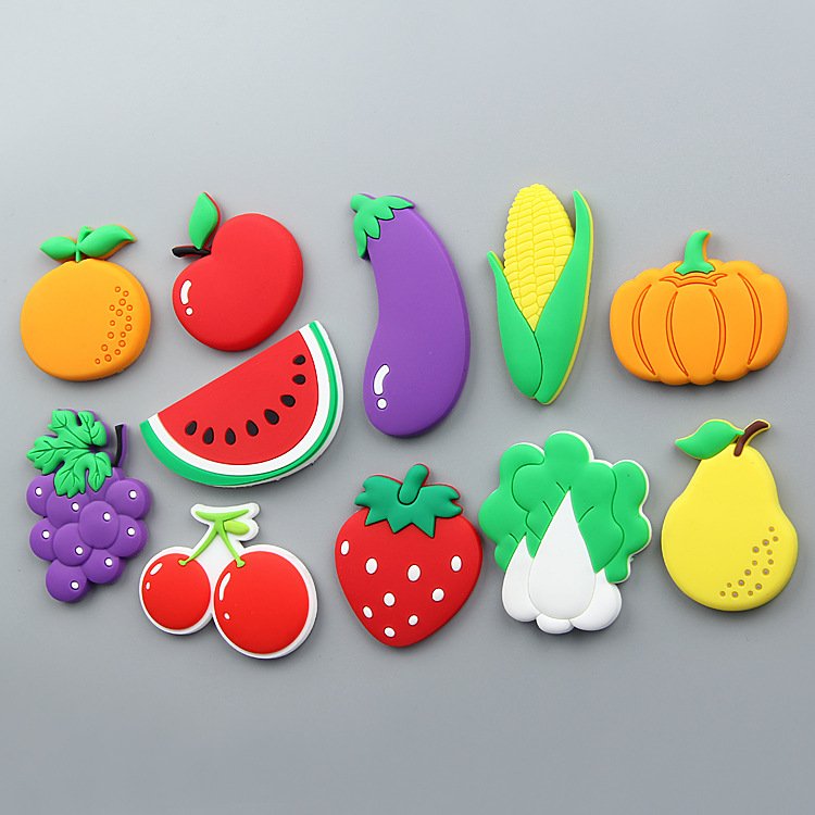 wholesale vegetable and fruit fridge magnets: red and green peppers, cherries, pineapples, strawberries, chinese cabbage, oranges, radishes, pumpkins, apples, grapes, eggplants factory direct