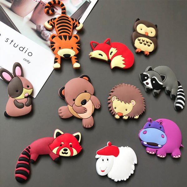 wholesale anti-slip soft gel children&apos;s magnetic stickers, baby cognitive silicone soft magnetic stickers, forest animals cartoon fridge magnets factory direct