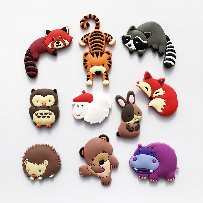 wholesale anti-slip soft gel children's magnetic stickers, baby cognitive silicone soft magnetic stickers, forest animals cartoon fridge magnets factory direct