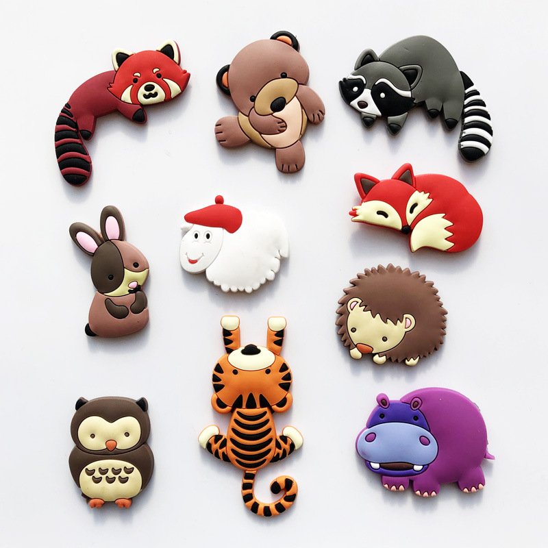 wholesale anti-slip soft gel children's magnetic stickers, baby cognitive silicone soft magnetic stickers, forest animals cartoon fridge magnets factory direct