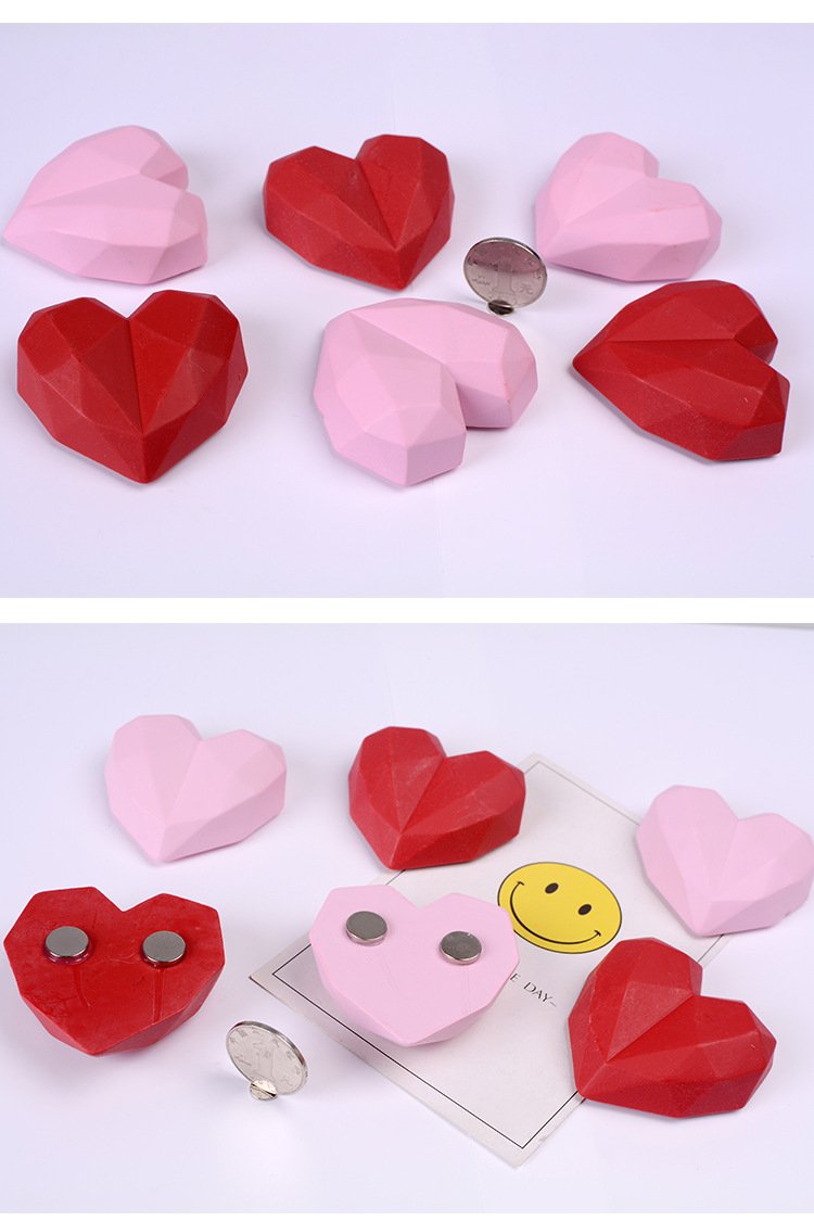 wholesale 3d heart-shaped fridge magnets, stickers, peach heart magnetic stickers, small fridge decorations factory direct