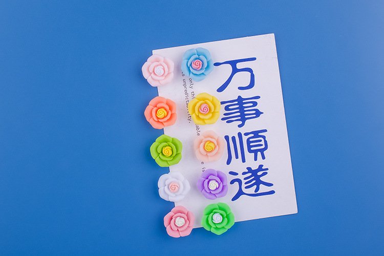 wholesale macaron mini five-petal flower fridge magnets, magnetic stickers, personalized creative and cute decorative resin magnetic stickers factory direct