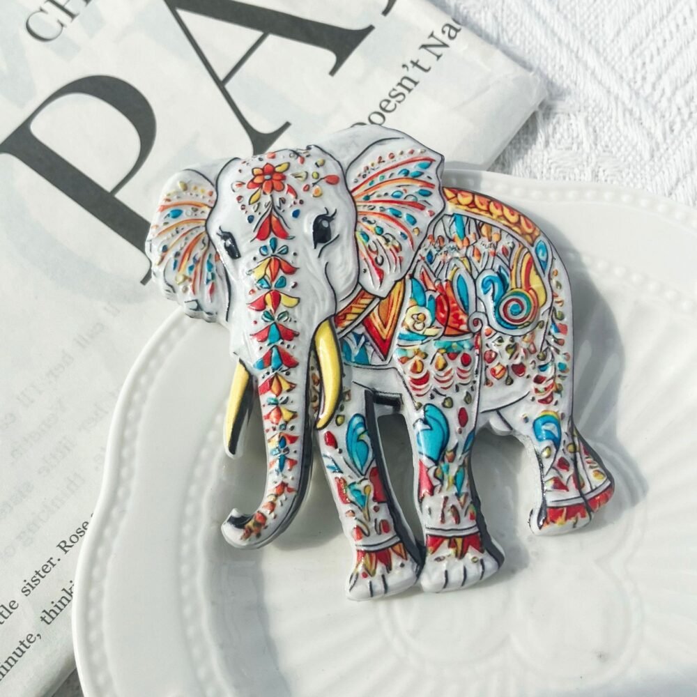 wholesale adorable elephant fridge magnets with bohemian style patterns, resin material and 3d embossed craftsmanship, souvenirs for travel factory direct