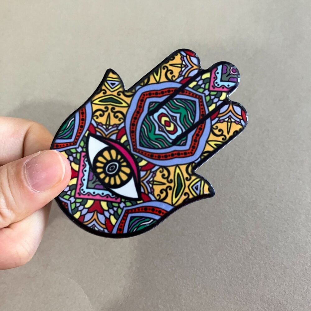wholesale hand of fatima ceramic fridge magnets, creative palm design, angel eye magnets for home decoration factory direct