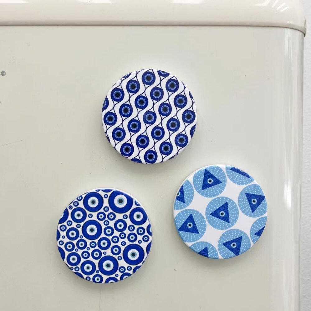 wholesale round angel eye ceramic fridge magnets, suitable for amazon cross-border european and american markets, home daily decorative magnets factory direct