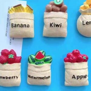 wholesale fruit fridge magnets: strawberries, kiwis, lemons, apples, peaches, watermelons, bananas factory direct