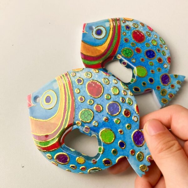 fat headed fish bottle opener refrigerator sticker made of melamine material, embossed texture, hot stamping process, cute refrigerator sticker