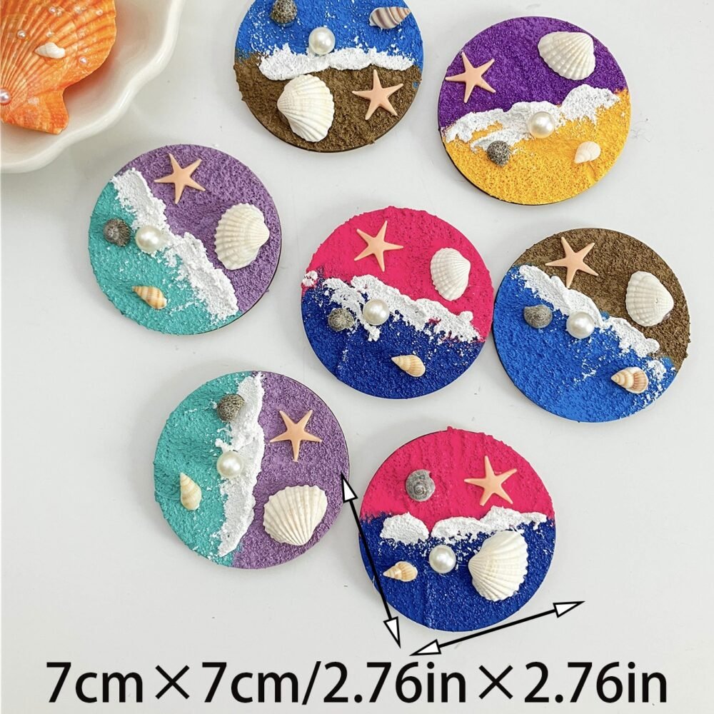 wholesale diy textured painting fridge magnets with natural shell magnetic attraction, 3d embossed seaside scenery, handcrafted factory direct wholesale diy textured painting fridge magnets with natural shell magnetic attraction, 3d embossed seaside scenery, handcrafted factory direct