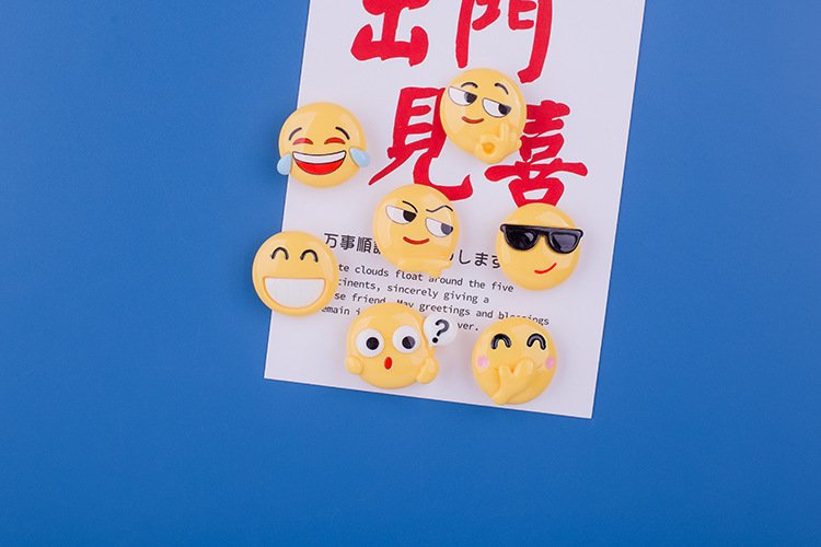wholesale 3d creative funny and wacky emoji yellow smiley fridge magnets, magnetic stickers, home decorative magnetic stickers factory direct