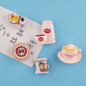 wholesale pink kitchen fridge magnets, afternoon tea and baking tools, simulated cake and kitchen utensils magnetic decorations factory direct