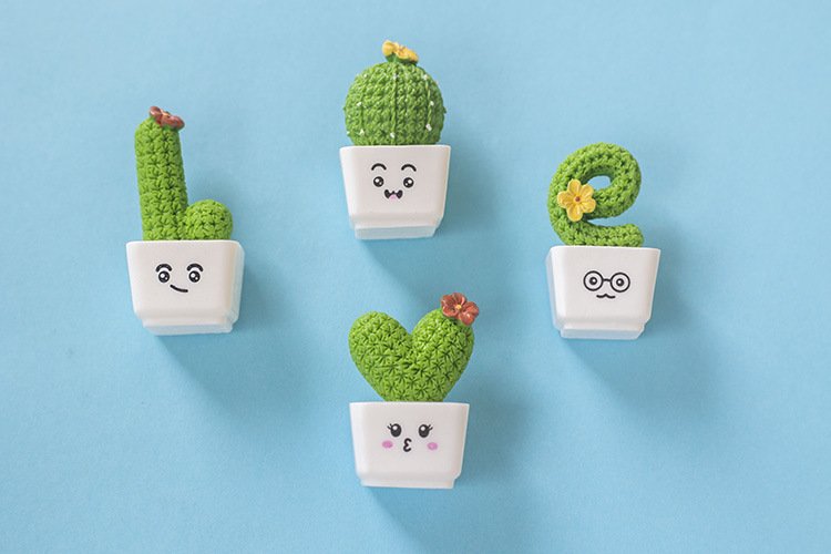 wholesale creative love cactus-shaped fridge magnets, magnetic stickers, green plant magnetic stickers, ironstone, message board stickers, note stickers factory direct