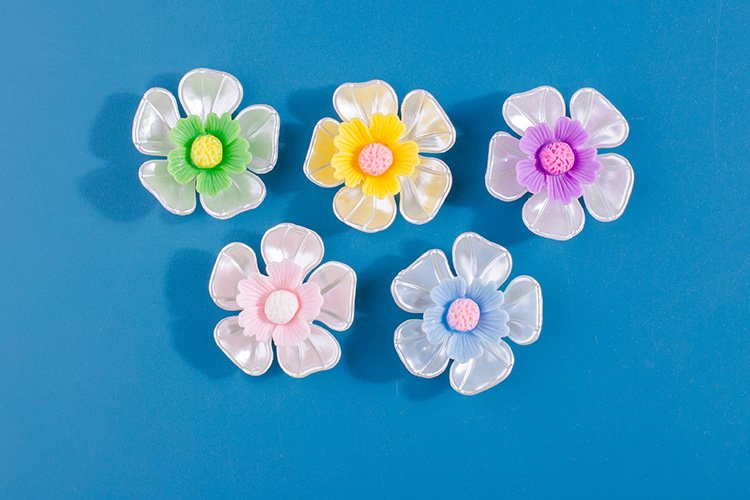 wholesale flower fridge magnets in blue, pink, purple, yellow, green, 3d decorative stickers factory direct