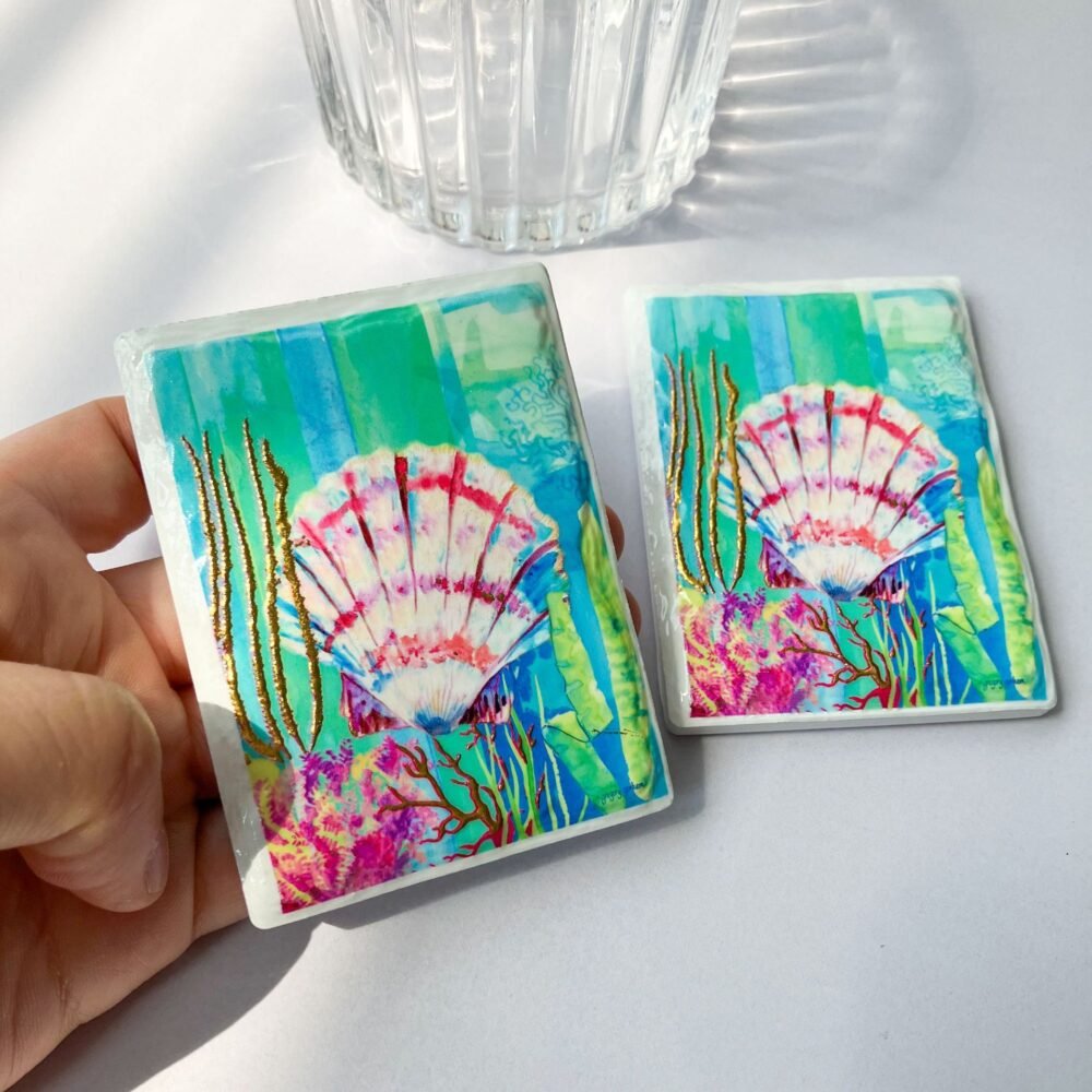 wholesale new ocean series gold-plated embossed ceramic fridge magnets for home decoration and daily use factory direct