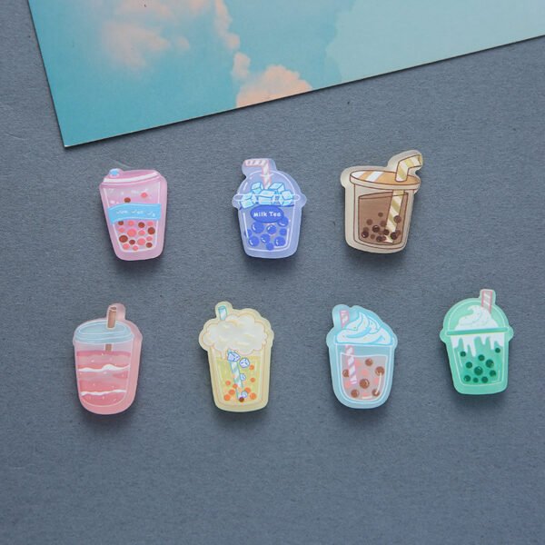 wholesale creative acrylic fridge magnets, magnetic stickers, mini cartoon drinks and bubble tea, personalized set of magnetic stickers, whiteboard decorative stickers factory direct