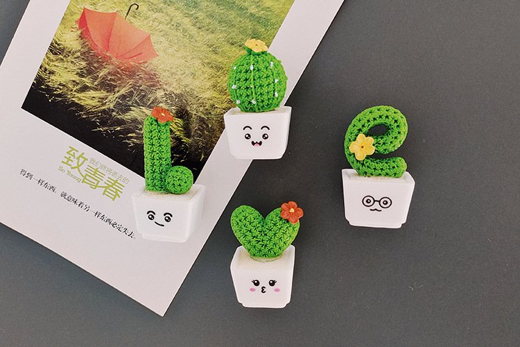 wholesale love cactus and small succulents, nordic plants, ins magnetic fridge magnets, 3d resin, museum and bookstore cultural and creative products factory direct