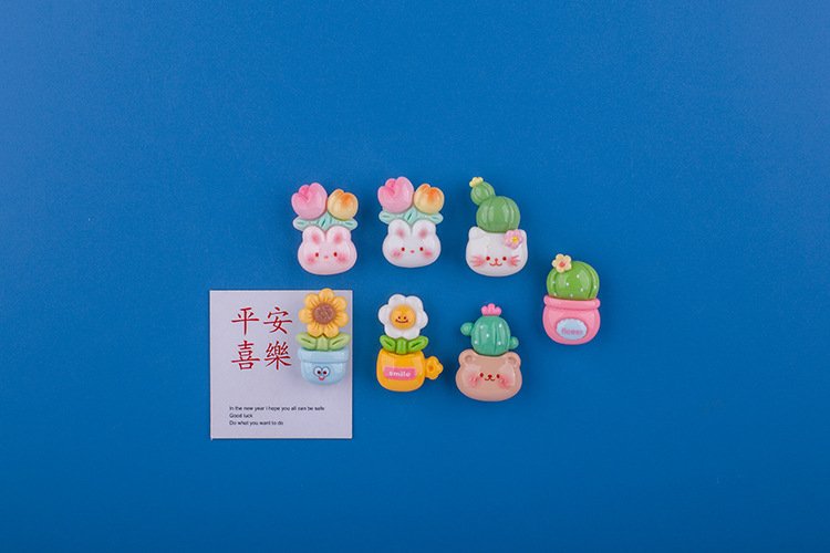wholesale cactus fridge magnets, creative cute cartoon 3d magnetic stickers, iron decorative message stickers factory direct