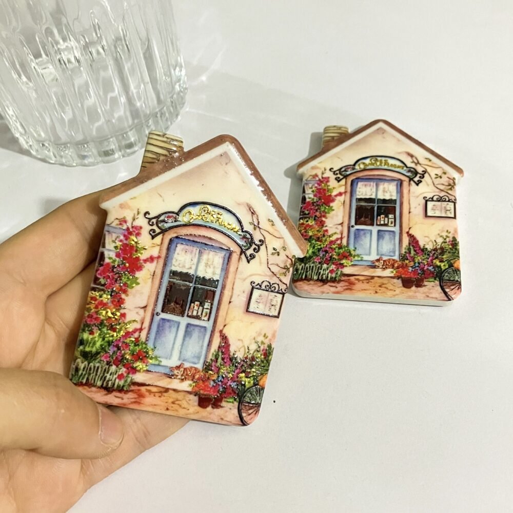 wholesale melamine house fridge magnets with gold-plated craftsmanship, embossed texture, shatter-resistant synthetic resin for home decoration factory direct