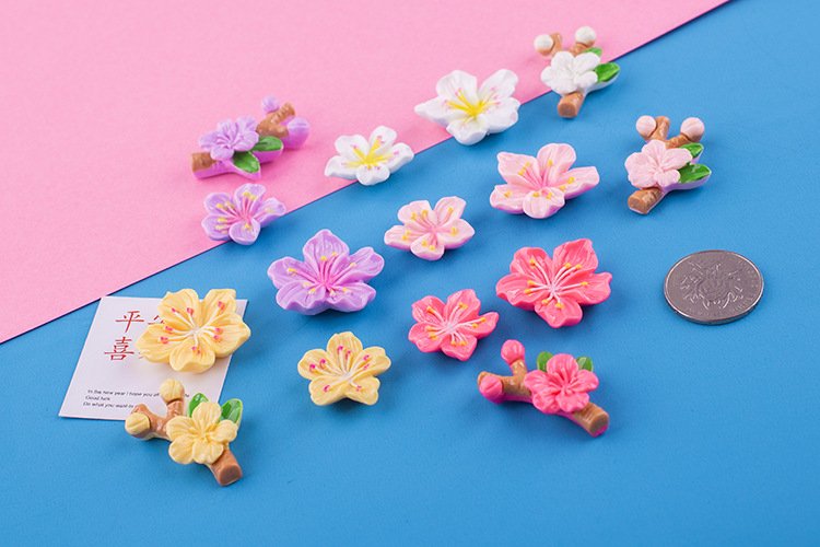wholesale adorable flower decorative magnetic stickers, 3d home message board magnets, peach blossom fridge magnets with branches, set factory direct