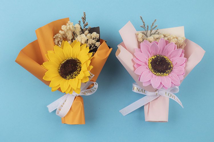 wholesale 3d realistic sunflower dried bouquet fridge magnets, magnetic stickers, wedding fridge decorations, iron magnets, magnetic stickers factory direct