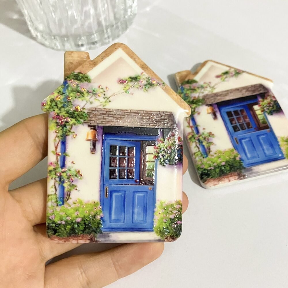 wholesale melamine house fridge magnets with gold-plated craftsmanship, embossed texture, shatter-resistant synthetic resin for home decoration factory direct