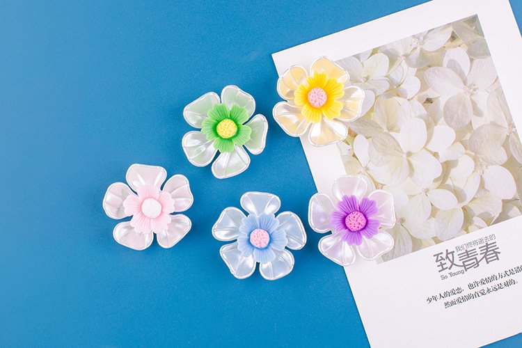 wholesale flower fridge magnets in blue, pink, purple, yellow, green, 3d decorative stickers factory direct